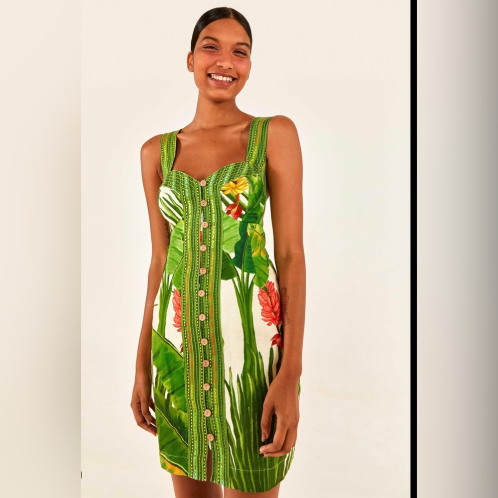 FARM RIO Fresh Forest Scarf Mini Dress - Picture 1 of 10
